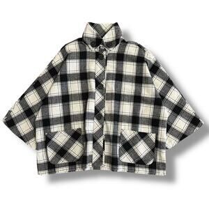 Coldwater Creek Plaid Wool Blend Jacket Women’s L Black White Button‎ Front